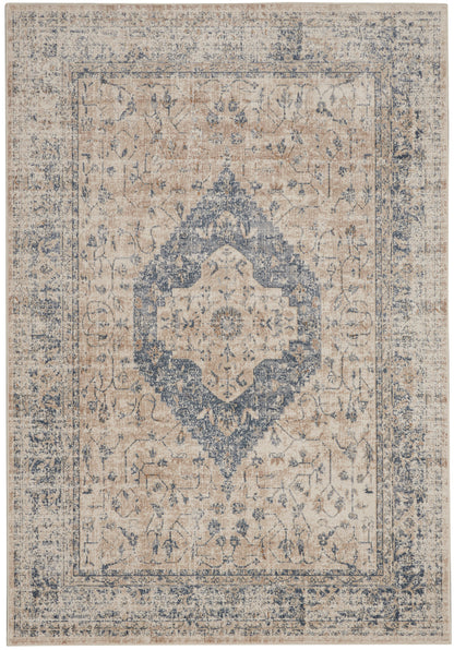 Nourison Home Malta MAI11 Ivory Blue Traditional Power-loomed Rug