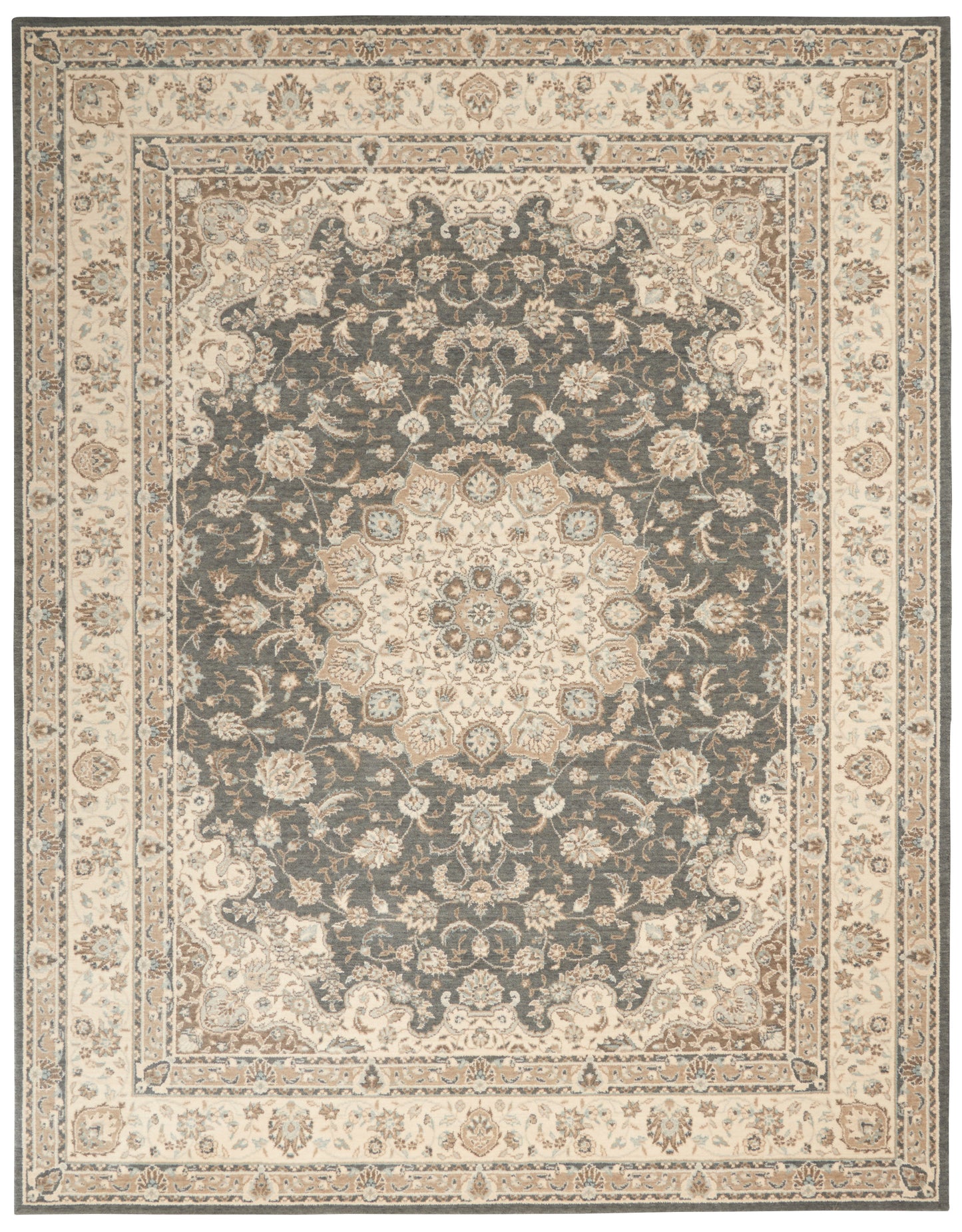 Nourison Home Living Treasures LI15 Grey Ivory Traditional Loom-woven Rug