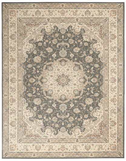 Nourison Home Living Treasures LI15 Grey Ivory Traditional Loom-woven Rug