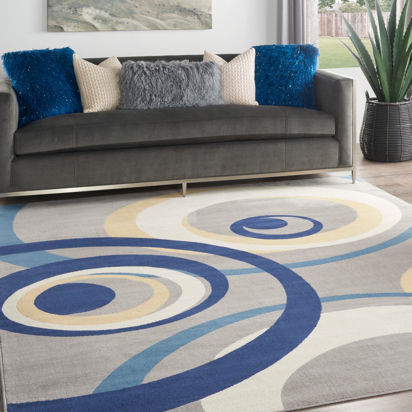 Nourison Home Grafix  Grey  Contemporary