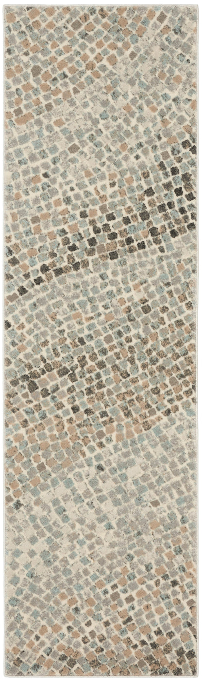 Nourison Home Marmara MRA02 Ivory Teal Grey Contemporary Power-loomed Rug