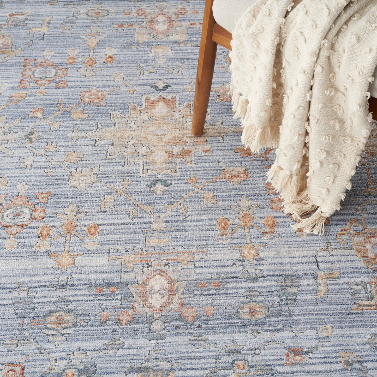 Nourison Home Elegant Heirlooms  Blue Ivory  Traditional