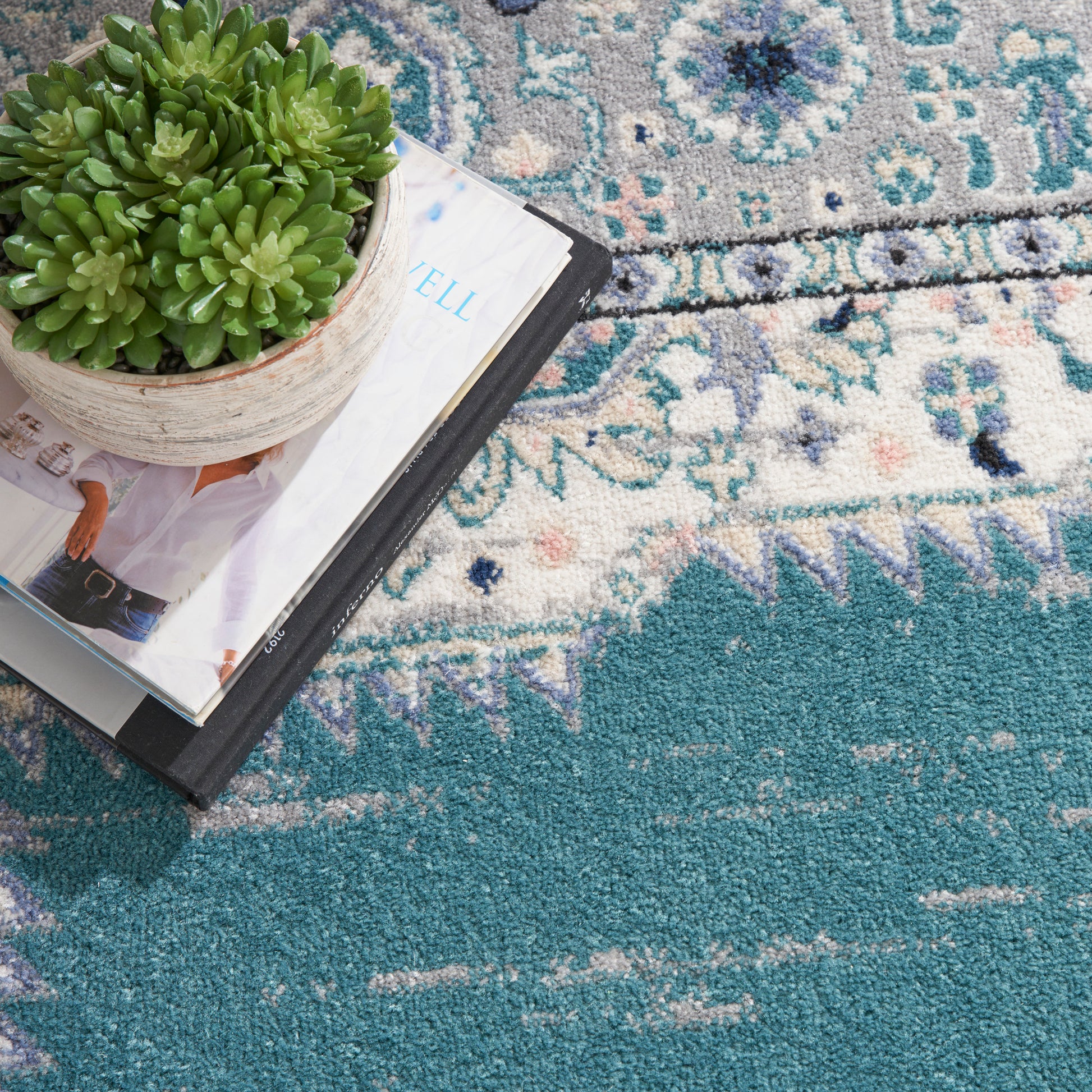 Nourison Home Passion  Turquoise Grey  Transitional