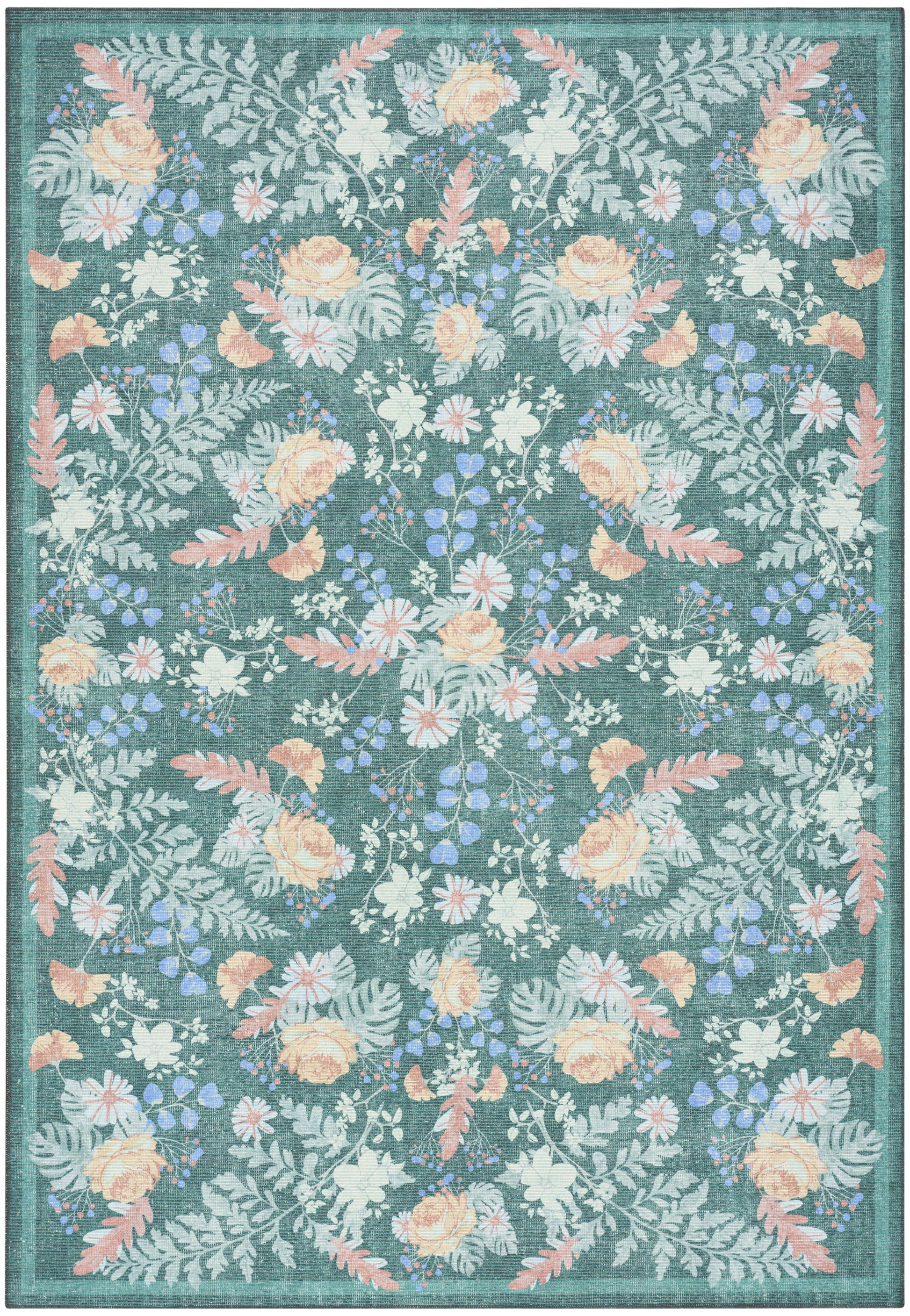 Nourison Home Botanical Washables  Green Multicolor  Contemporary