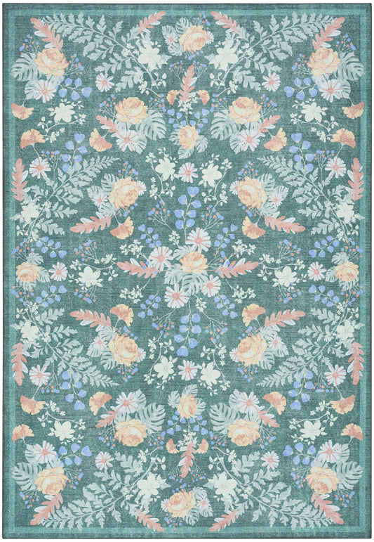 Nourison Home Botanical Washables  Green Multicolor  Contemporary
