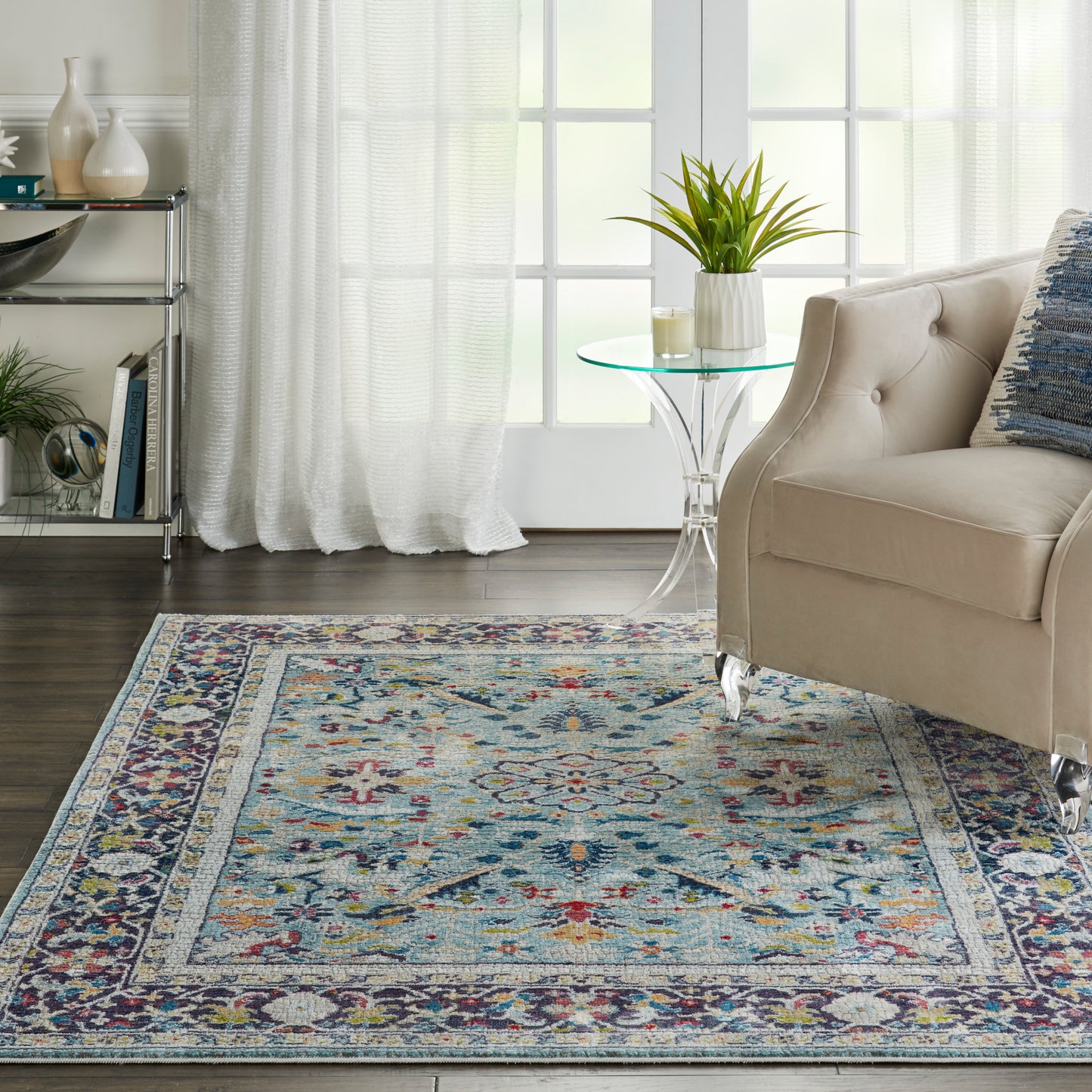Nourison Home Ankara Global  Teal Multicolor  Traditional