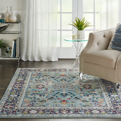 Nourison Home Ankara Global  Teal Multicolor  Traditional