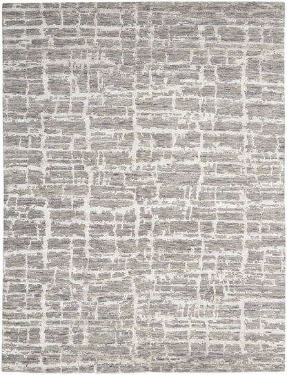 Nourison Home Luna LUN02 Grey Silver Contemporary Hand Knotted Rug