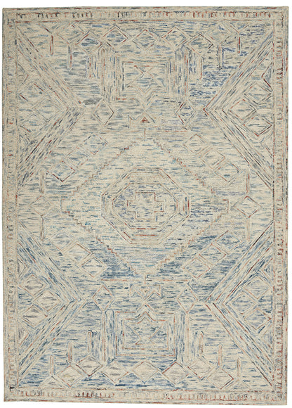 Nourison Home Interlock ITL02 Blue Multicolor Contemporary Tufted Rug