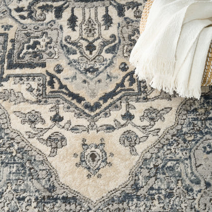Nourison Home Quarry  Ivory Navy  Traditional
