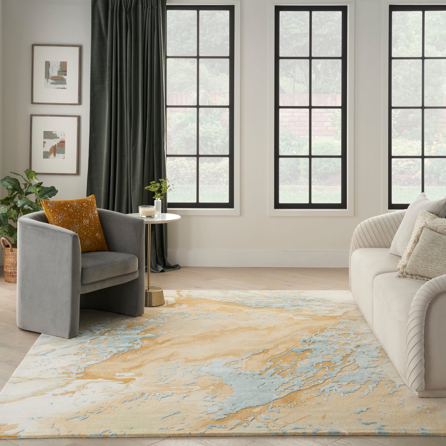 Nourison Home Prismatic  Sand Blue  Contemporary