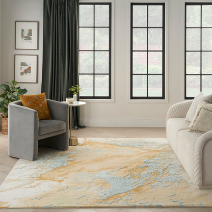 Nourison Home Prismatic  Sand Blue  Contemporary