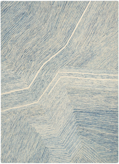 DKNY Pure Angles ANG01 Ivory Blue Contemporary Hand Tufted Rug