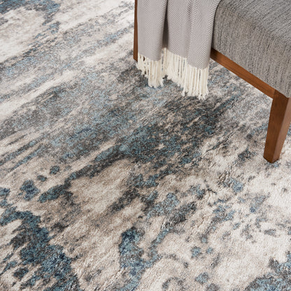 Nourison Home American Manor  Ivory Blue  Contemporary