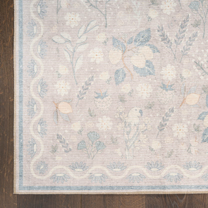 Nourison Home Botanical Washables  Grey Multicolor  Contemporary
