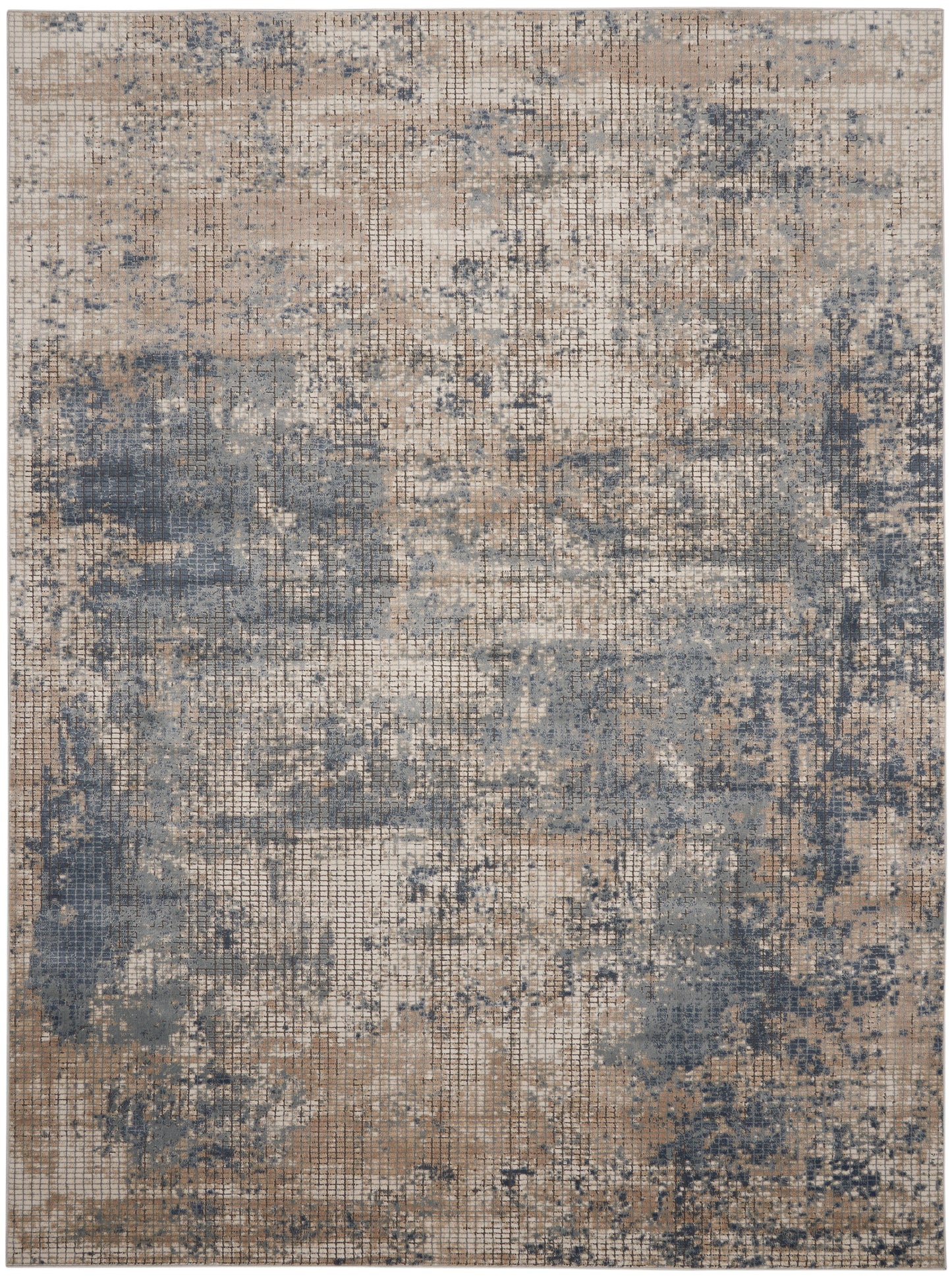 Nourison Home Quarry QUA02 Blue Beige Contemporary Power-loomed Rugs