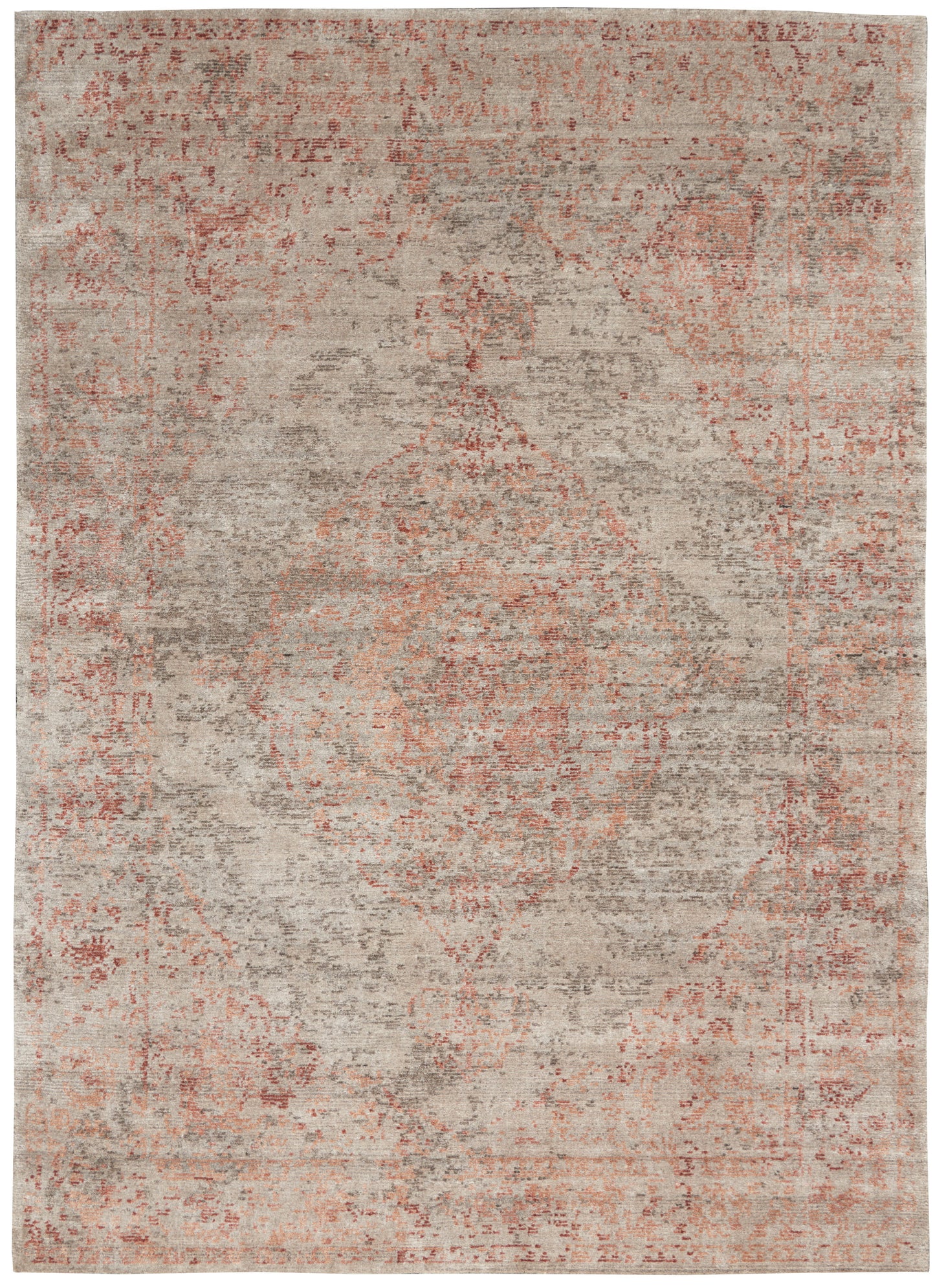 Nourison Home Lucent LCN07 Silver Red Transitional Knotted Rug