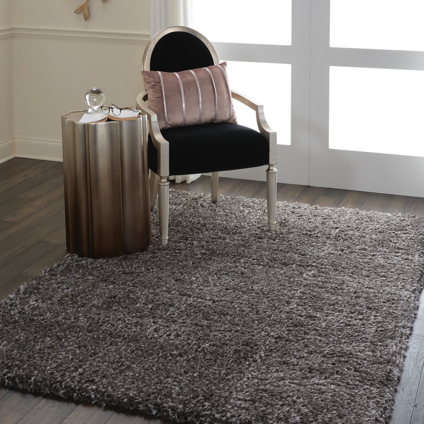 Nourison Home Luxe Shag  Charcoal  Contemporary