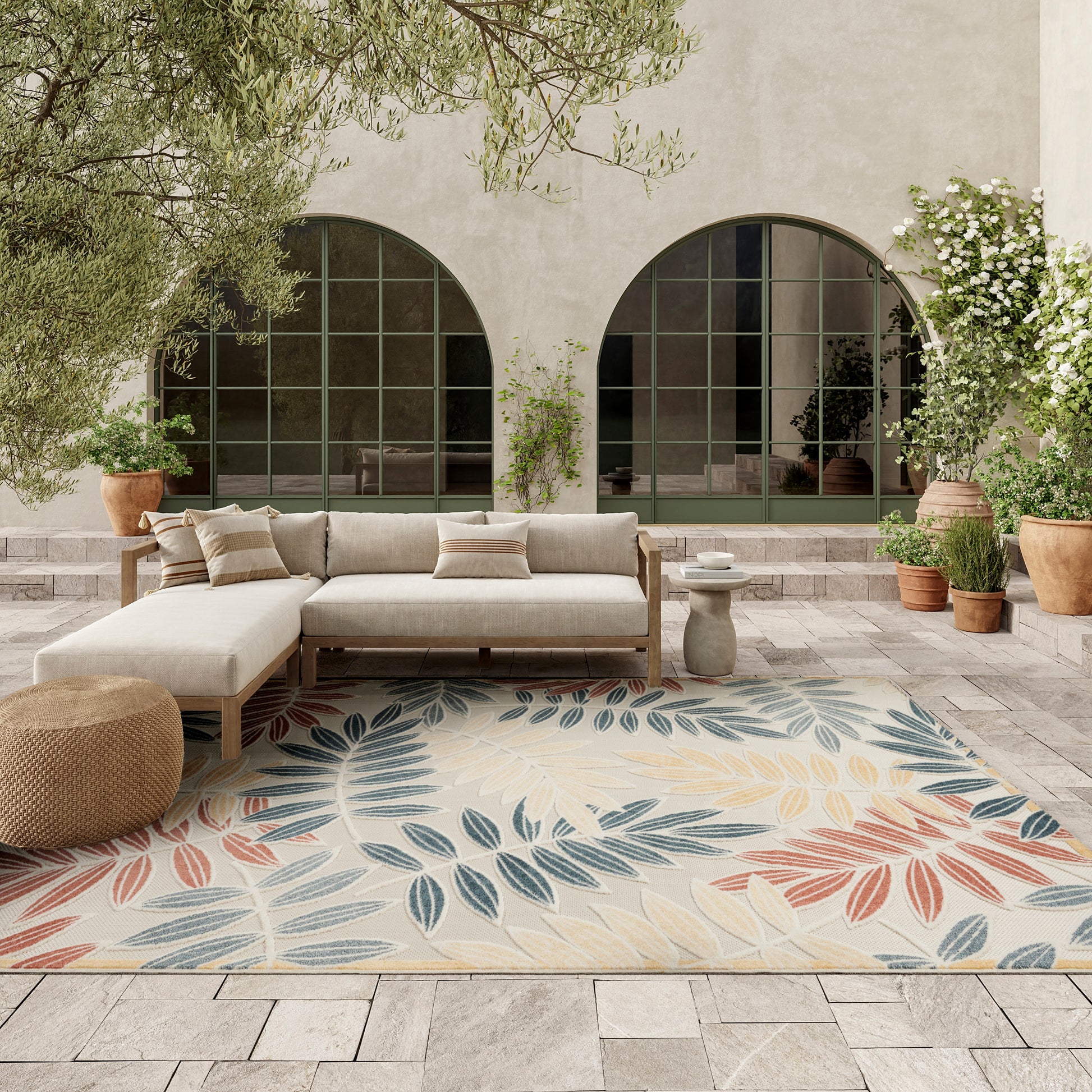 Nourison Home Aloha  Ivory Blue  Contemporary