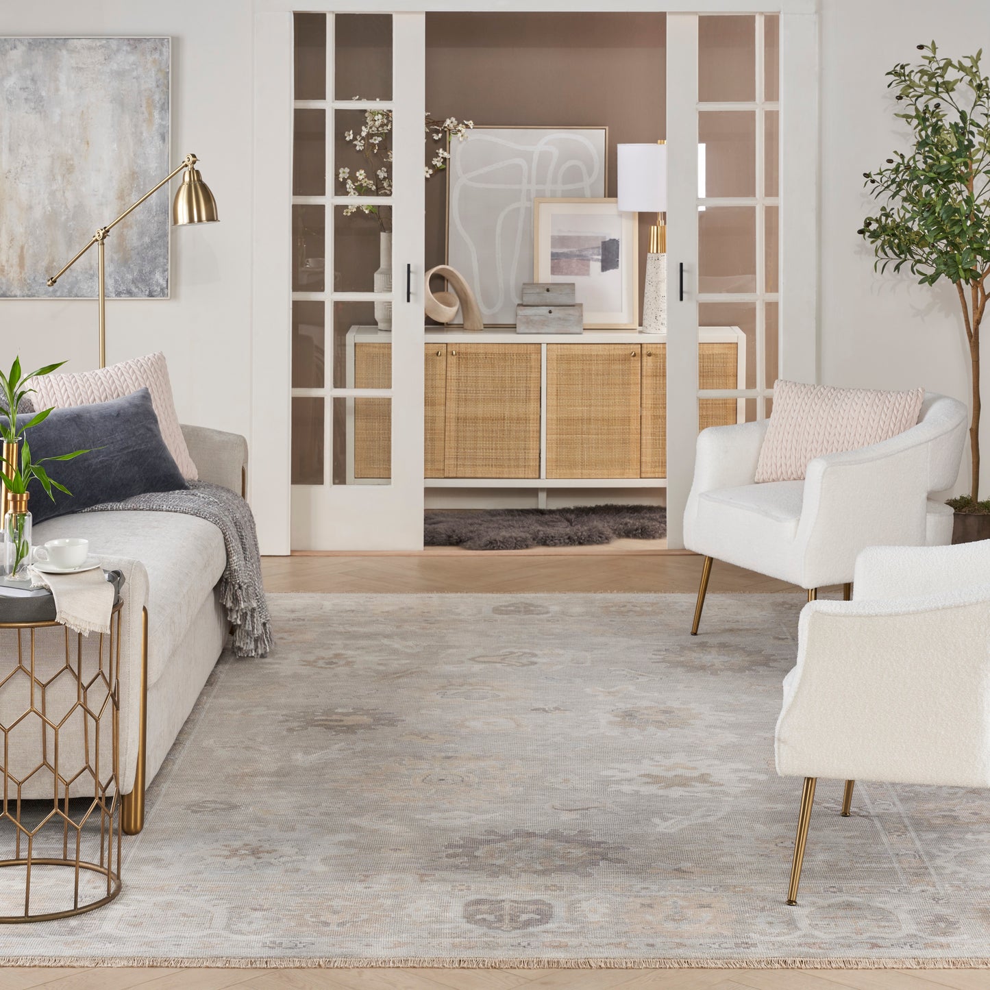 Nourison Home Aldora  Silver Blue  Traditional