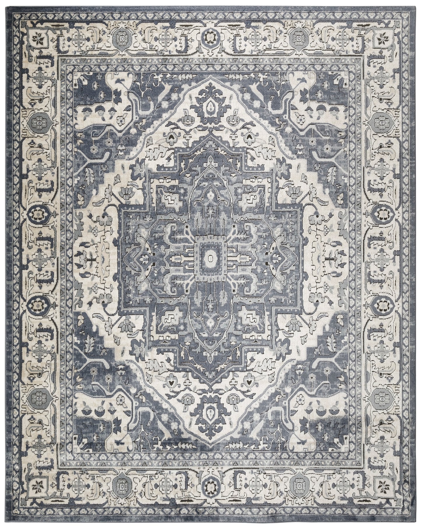 Nourison Home Quarry  Navy Ivory  Traditional