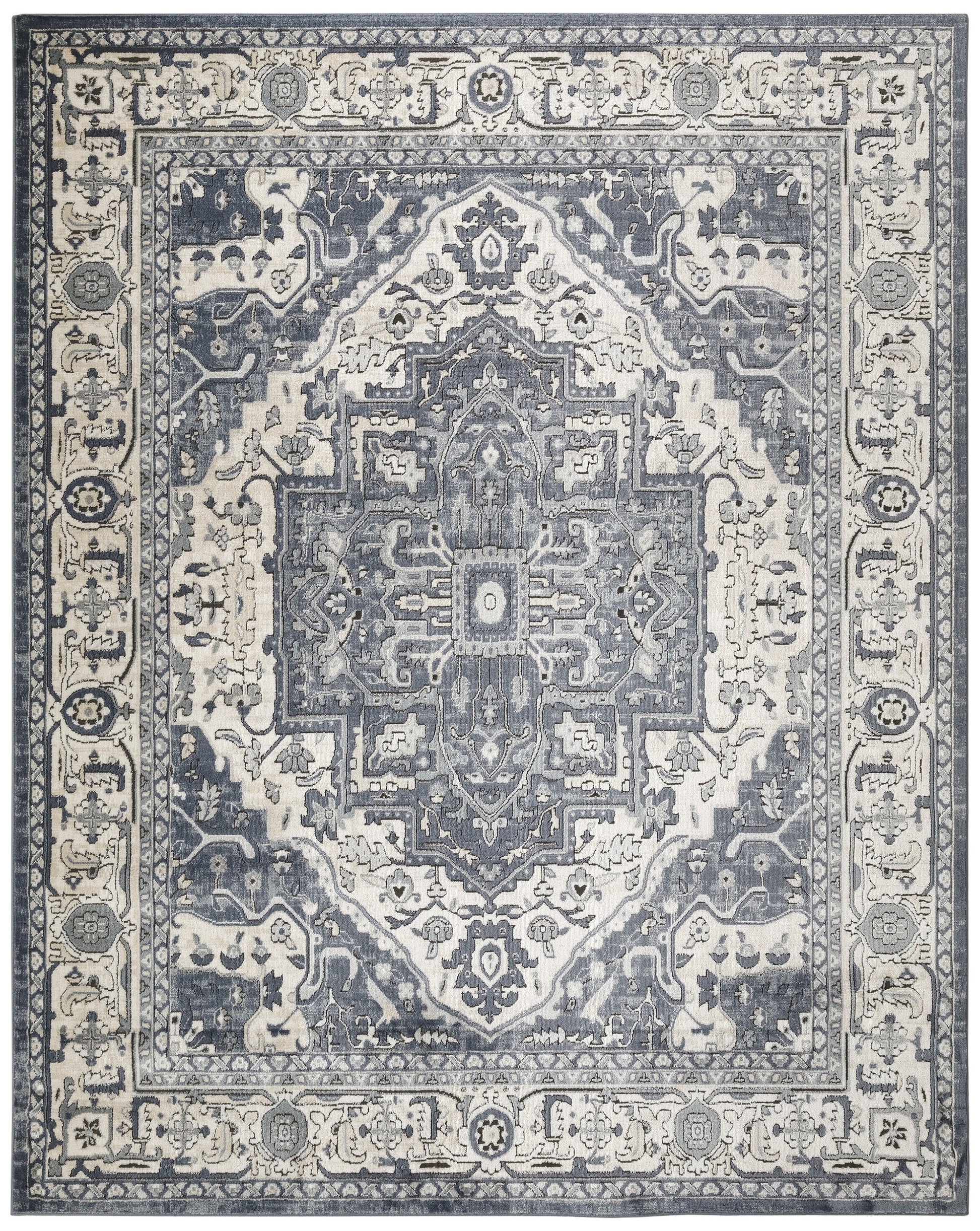 Nourison Home Quarry  Navy Ivory  Traditional