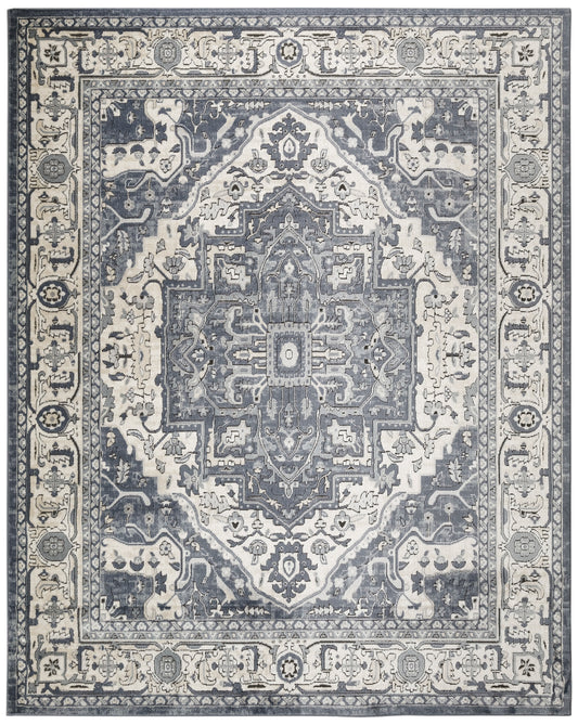 Nourison Home Quarry  Navy Ivory  Traditional