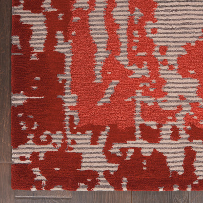 Nourison Home Symmetry  Beige Red  Contemporary
