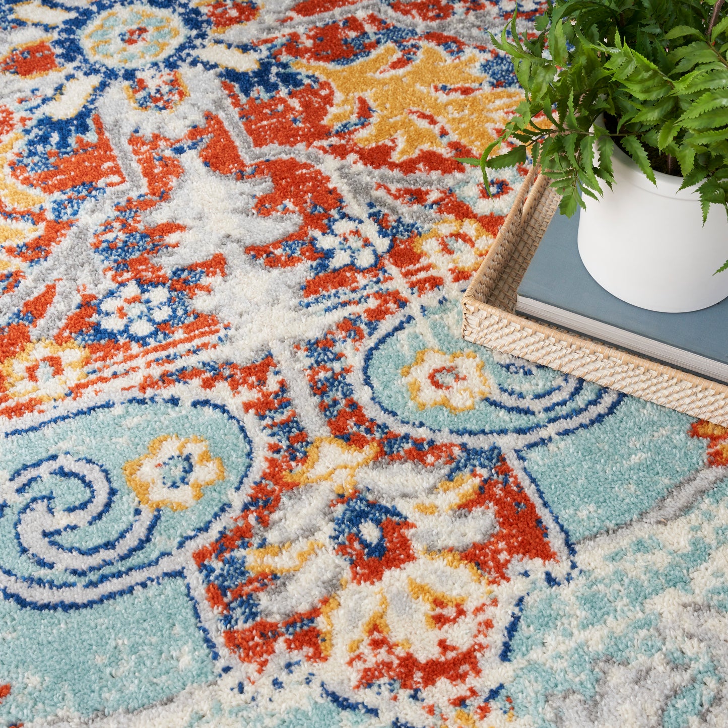 Nourison Home Passion  Aqua Multicolor  Traditional