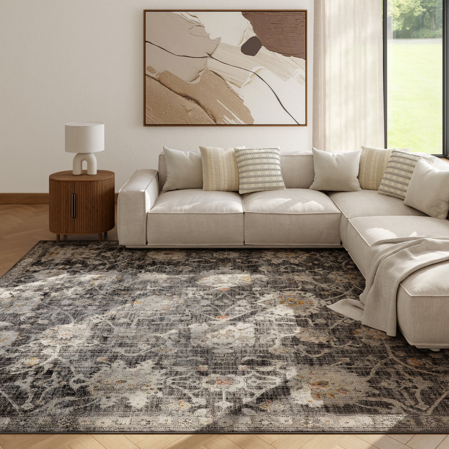 Nourison Home Oushak Home  Charcoal  Traditional
