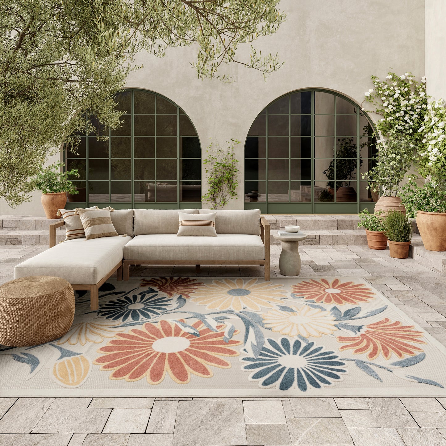 Nourison Home Aloha  Ivory Rose  Contemporary