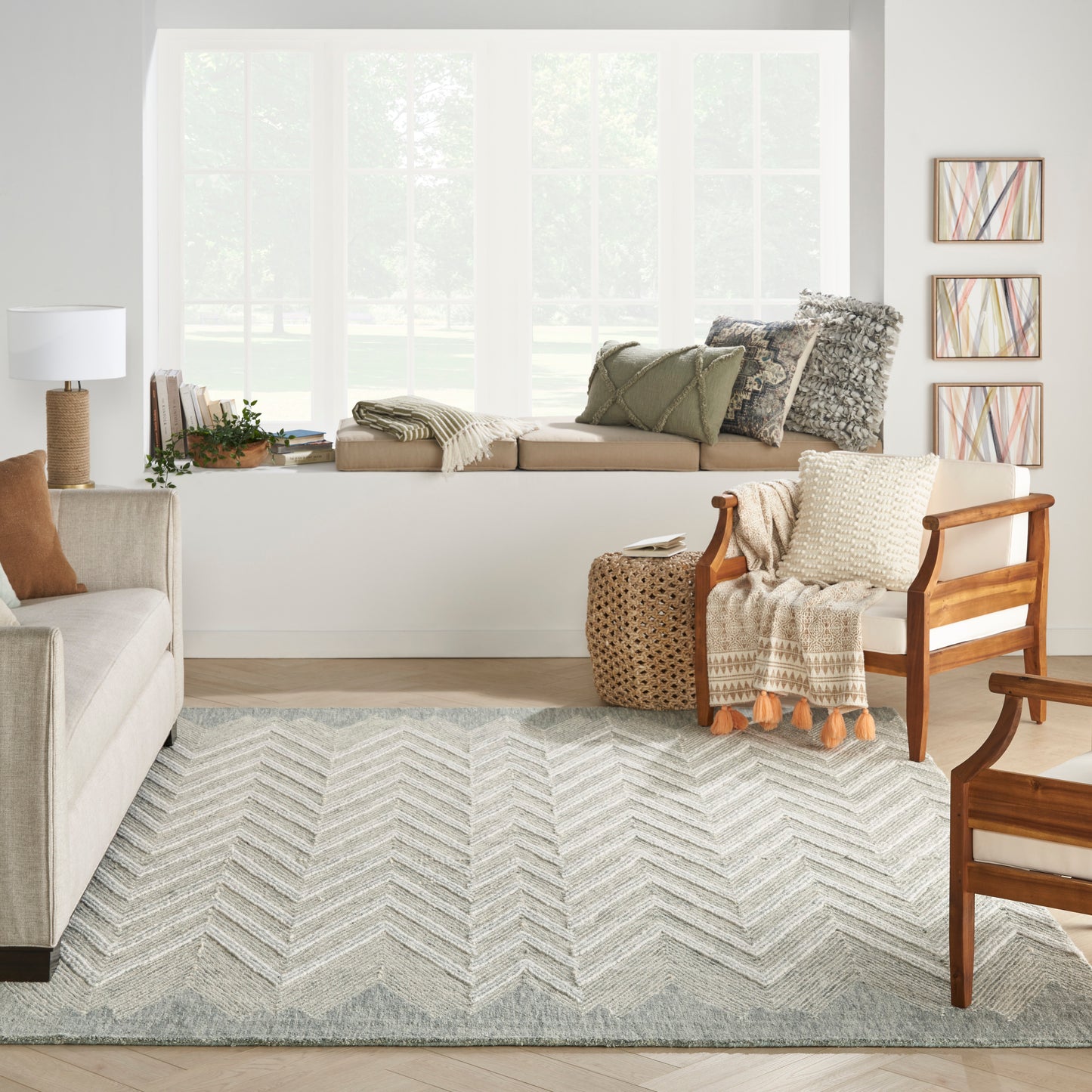 Nourison Home Interlock  Teal  Contemporary