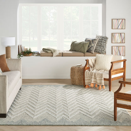 Nourison Home Interlock  Teal  Contemporary