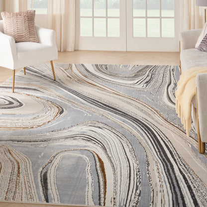 Nourison Home Glitz  Grey Gold  Contemporary
