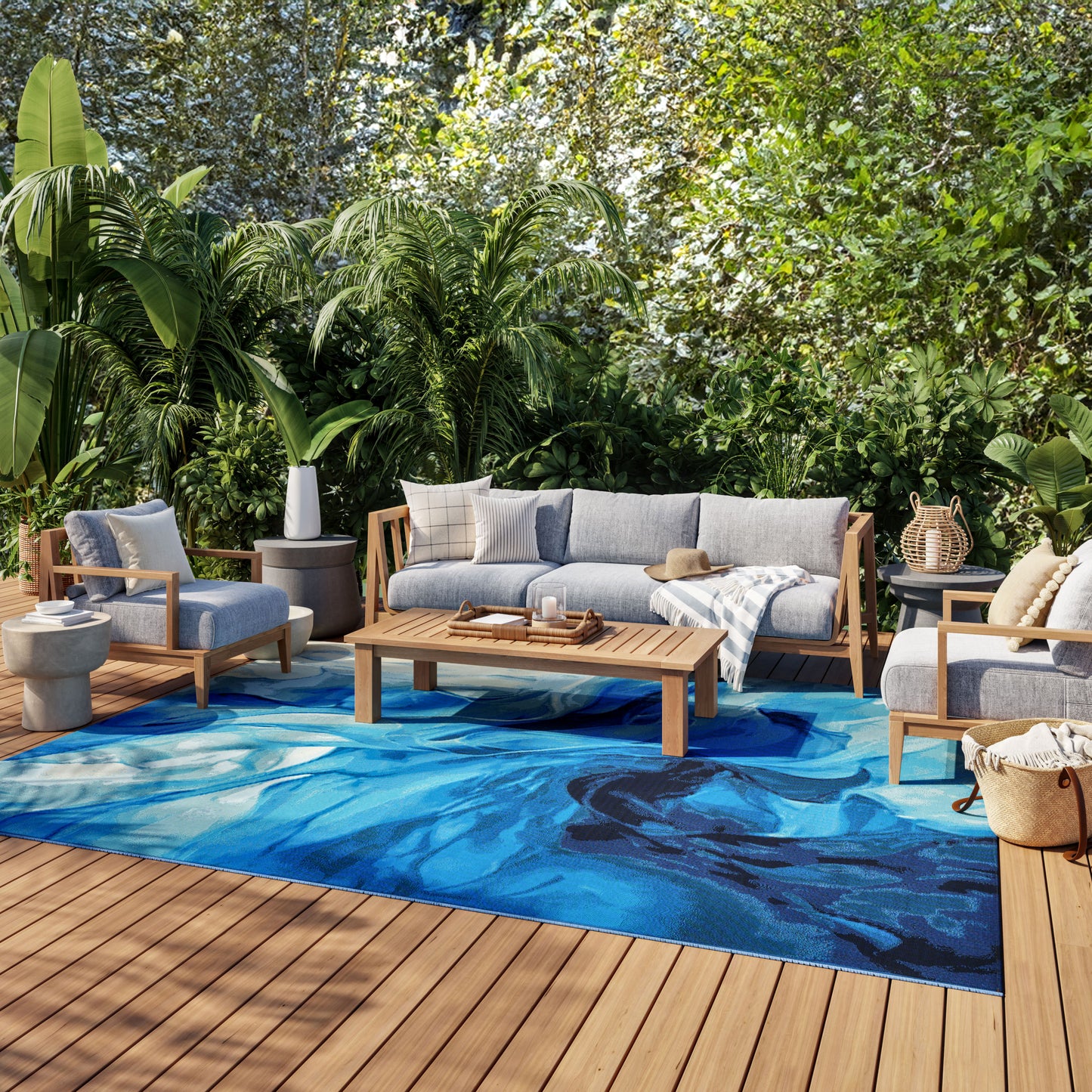 Nourison Home Color Splash  Blue Ivory  Contemporary