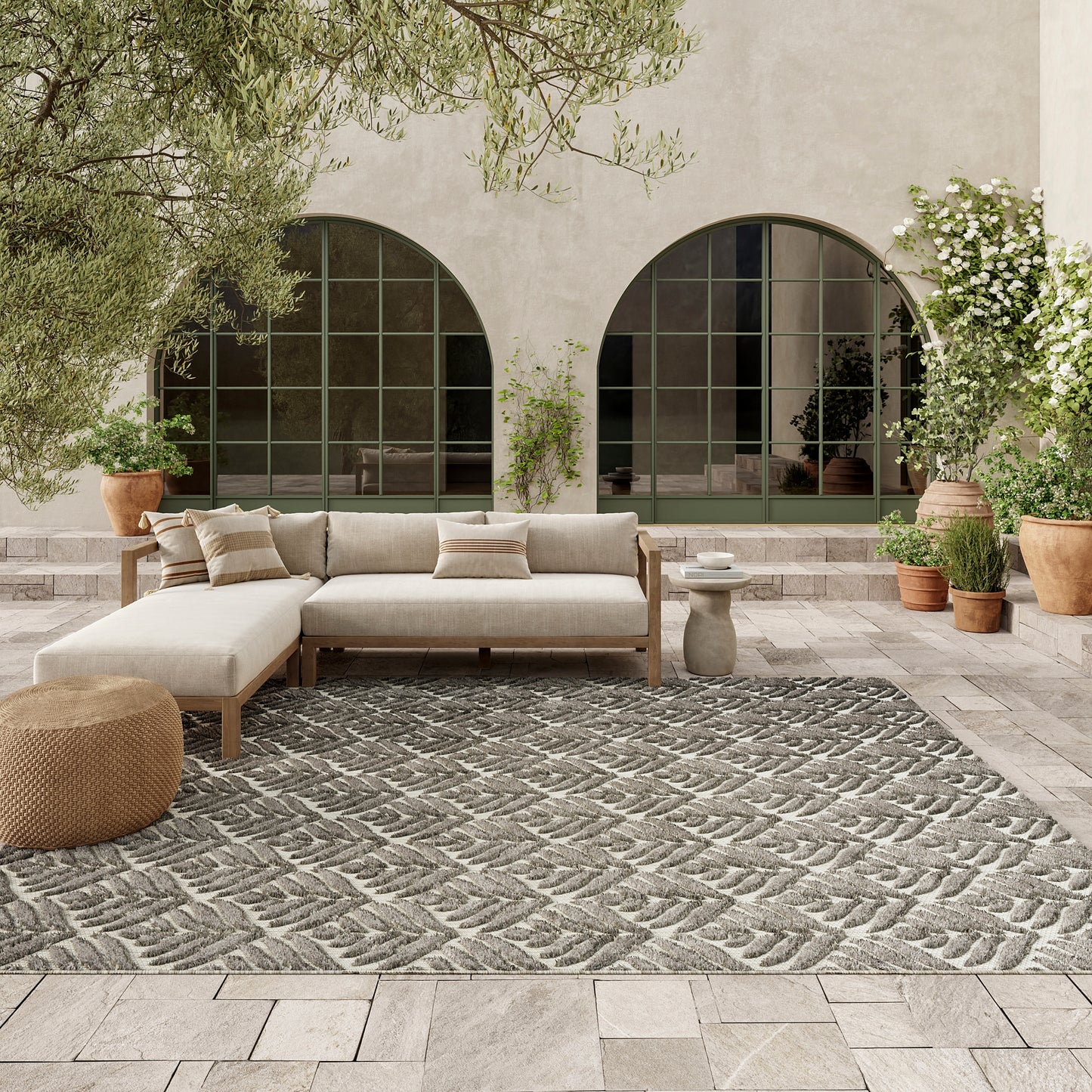 Nourison Home Aloha  Charcoal  Contemporary