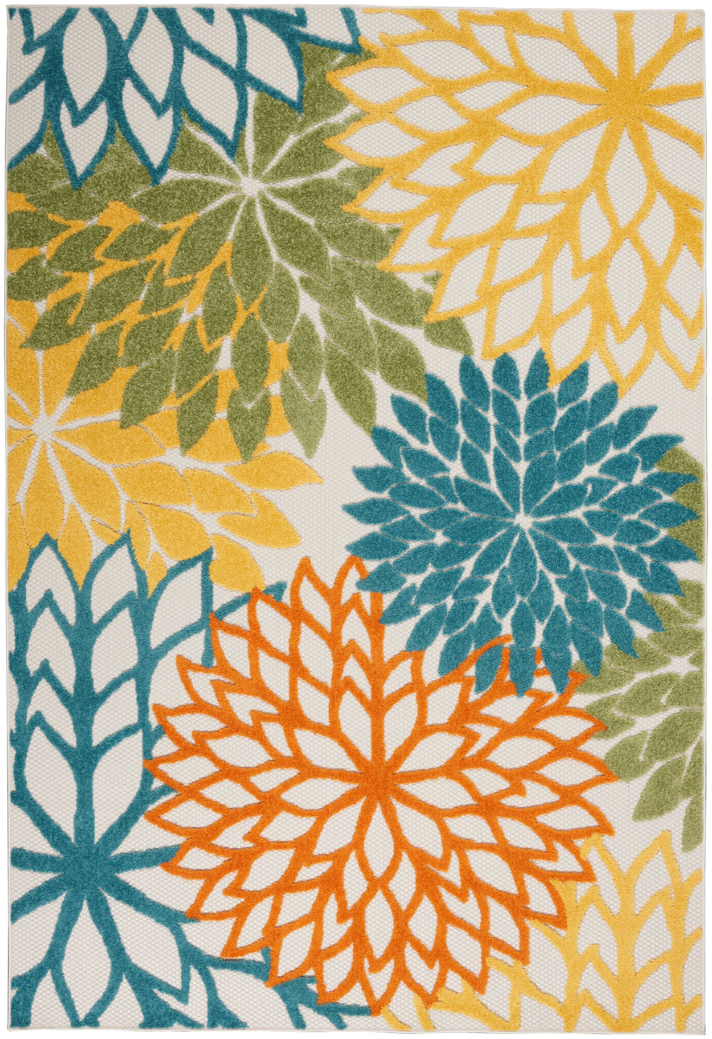 Nourison Home Aloha ALH05 Turquoise Multicolor Contemporary Power-loomed Rugs