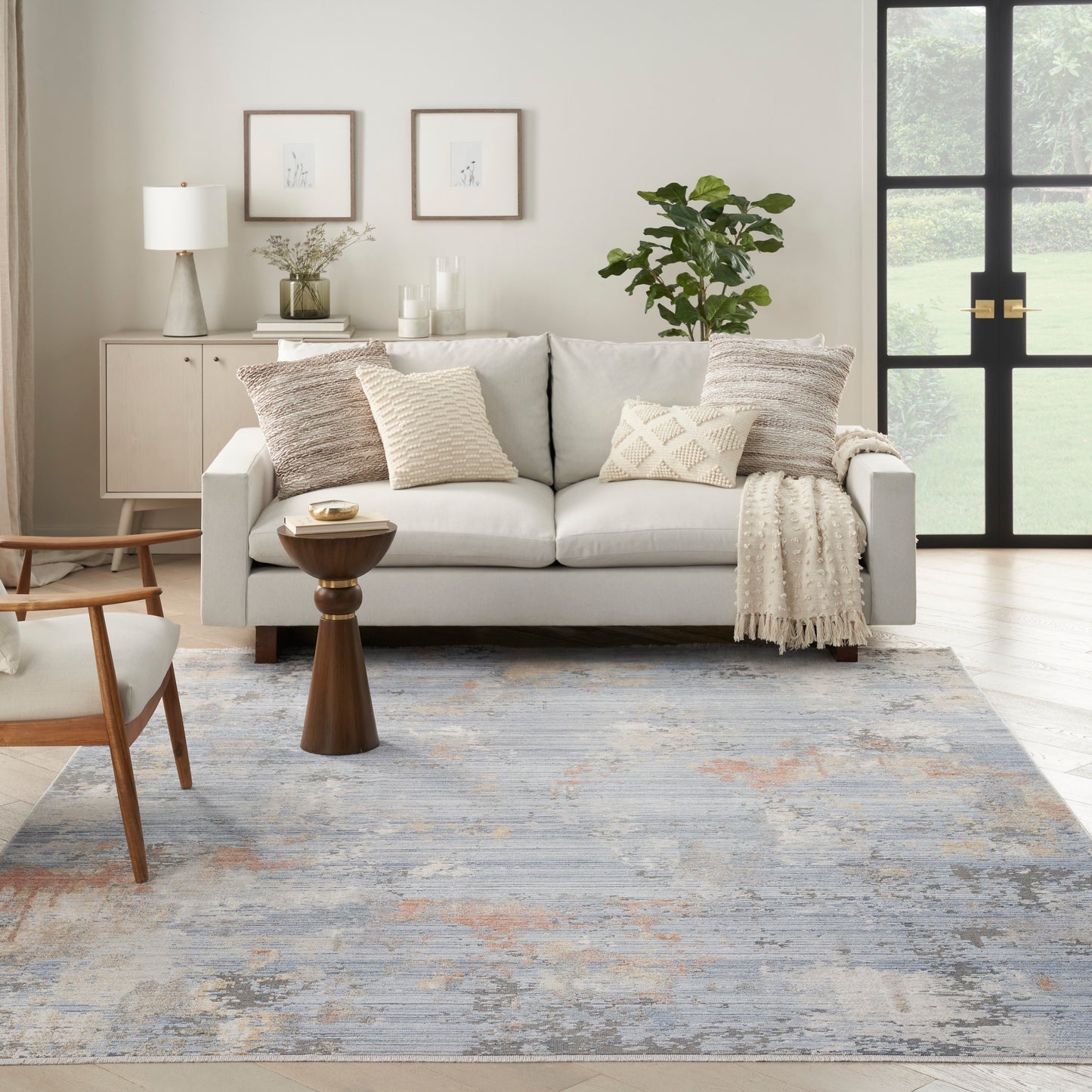 Nourison Home Abstract Hues  Grey Blue  Contemporary
