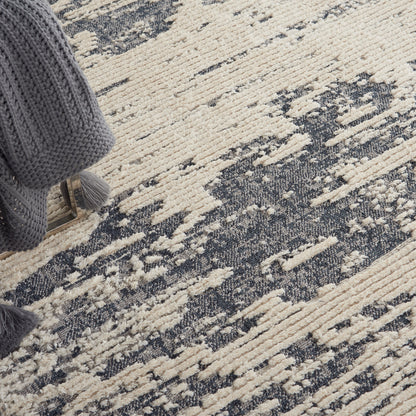 Nourison Home Zermatt  Ivory Blue  Contemporary