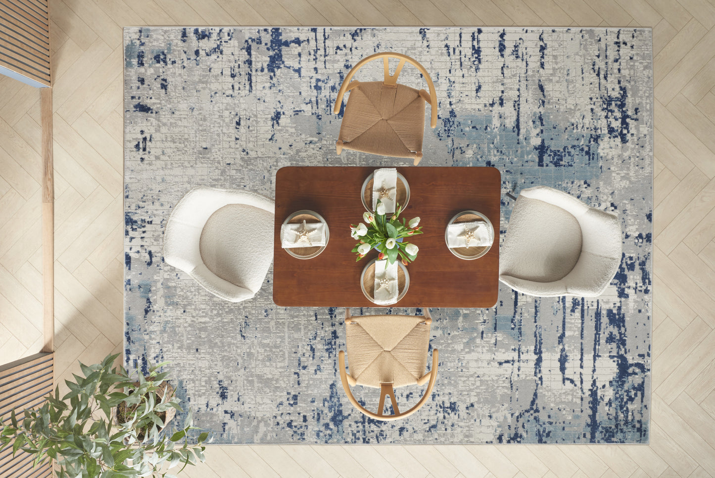 Nourison Home Quarry  Ivory Blue Grey  Contemporary