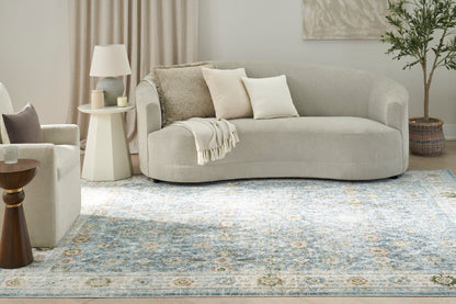 Nourison Home Astra Machine Washable  Teal Beige  Traditional