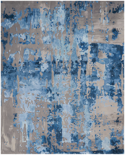 Nourison Home Prismatic PRS10 Blue Grey Contemporary Hand Tufted Rug