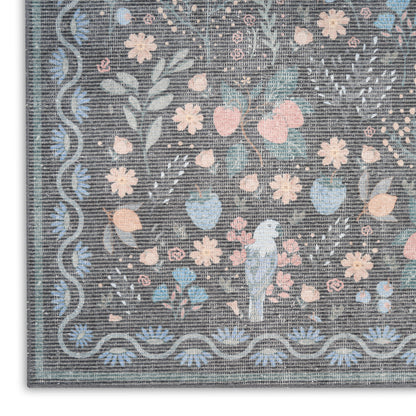 Nourison Home Botanical Washables  Charcoal Multicolor  Contemporary