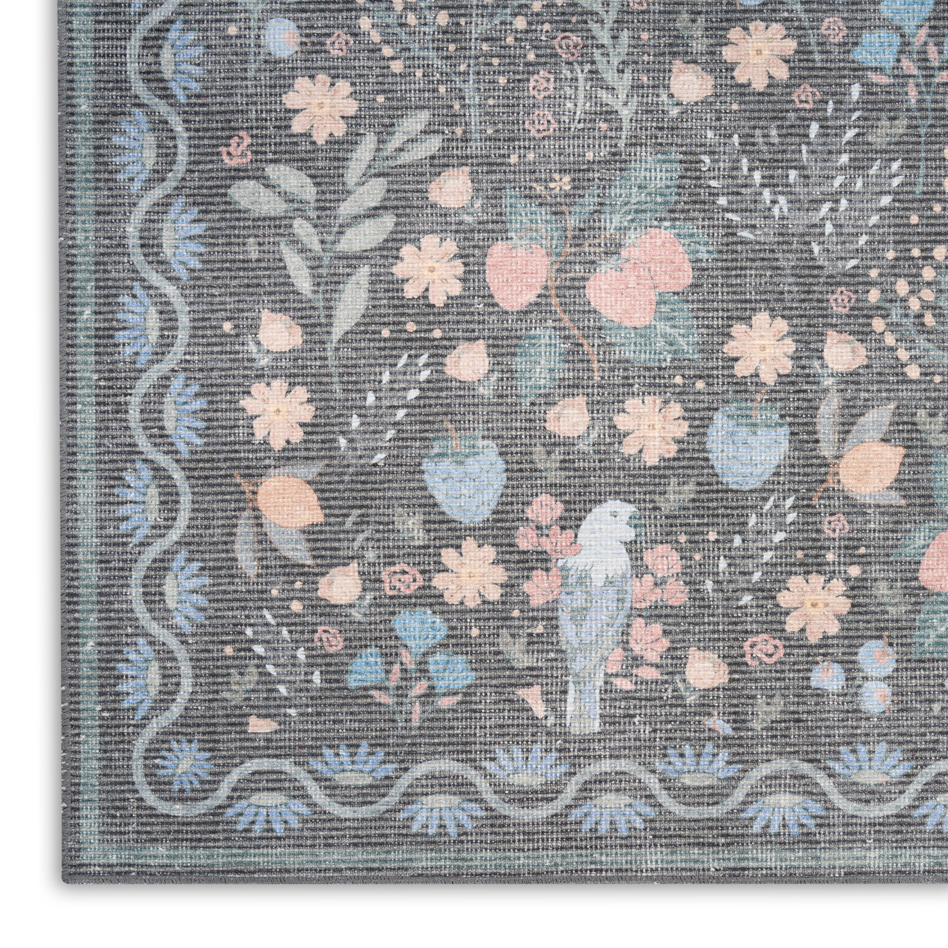 Nourison Home Botanical Washables  Charcoal Multicolor  Contemporary