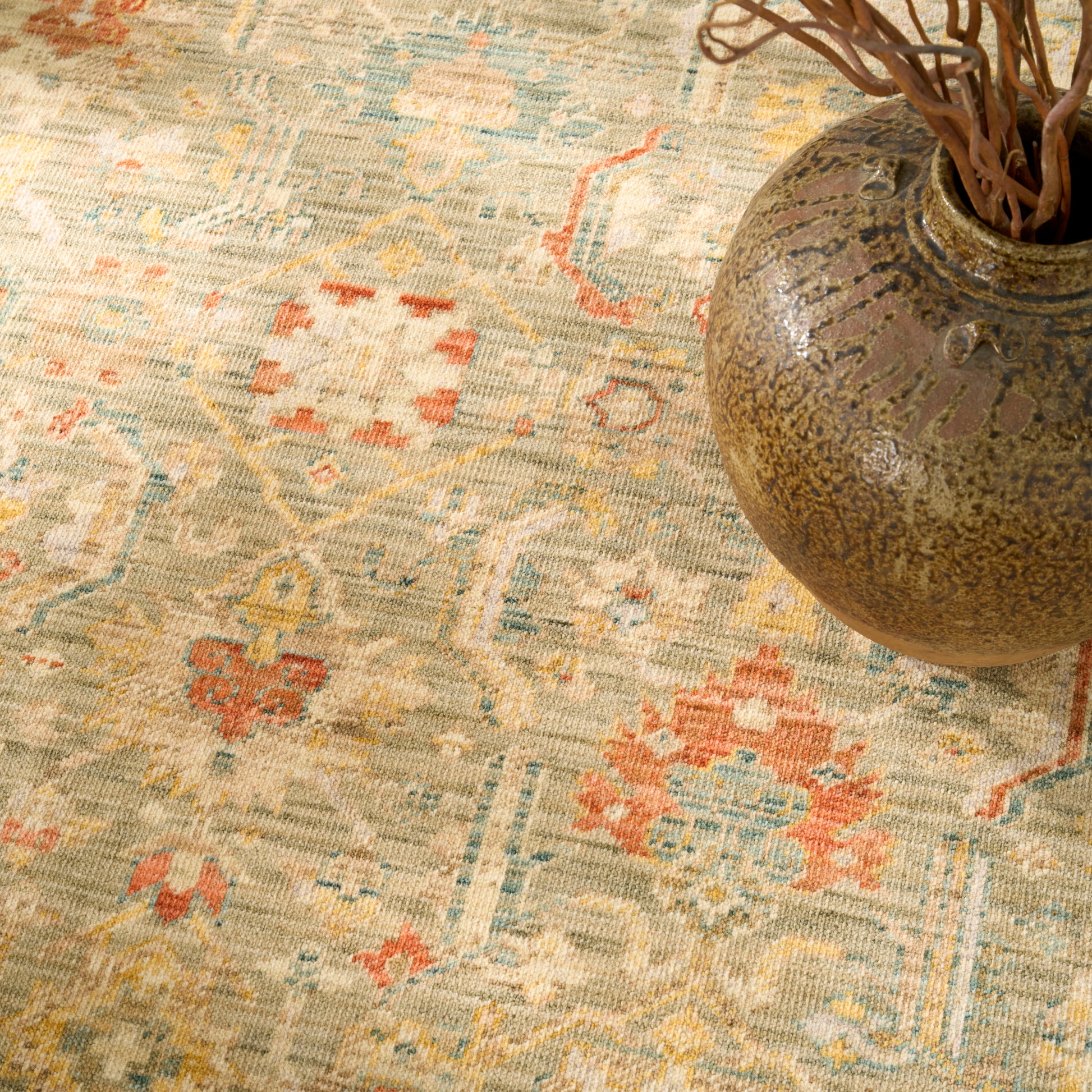 Nourison Home Antique Bloom  Sage Multicolor  Traditional