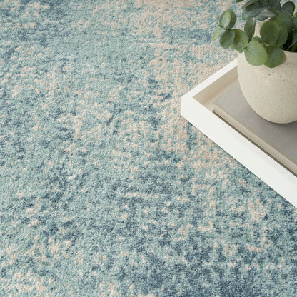 Nourison Home Astra Machine Washable  Blue Ivory  Contemporary