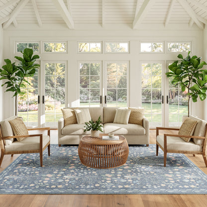 Nourison Home Botanical Washables  Blue Multicolor  Contemporary