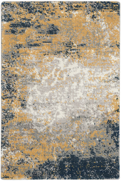 Nourison Home Twilight TWI22 Navy Gold Contemporary Power-loomed Rug