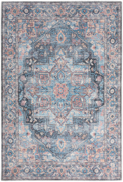 Nourison Home New Concept Washables SR101 Light Blue Multicolr Traditional Machine Woven Rug