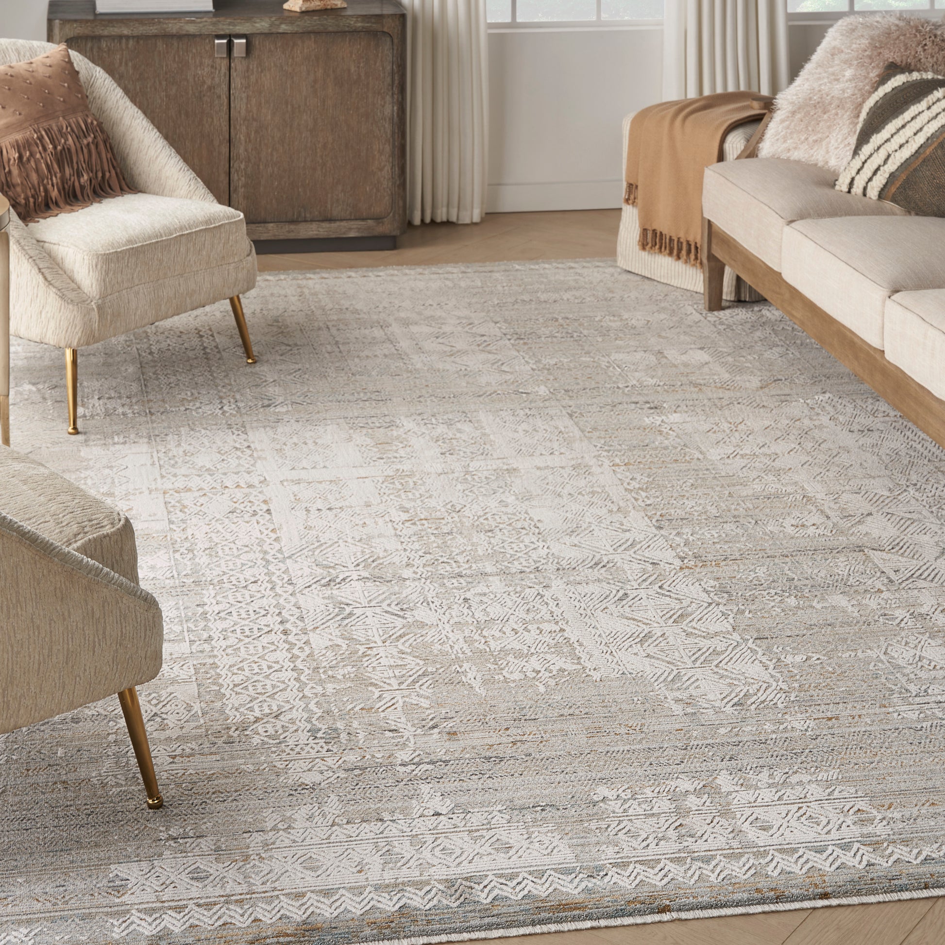 Nourison Home Lynx  Ivory Multicolor  Transitional